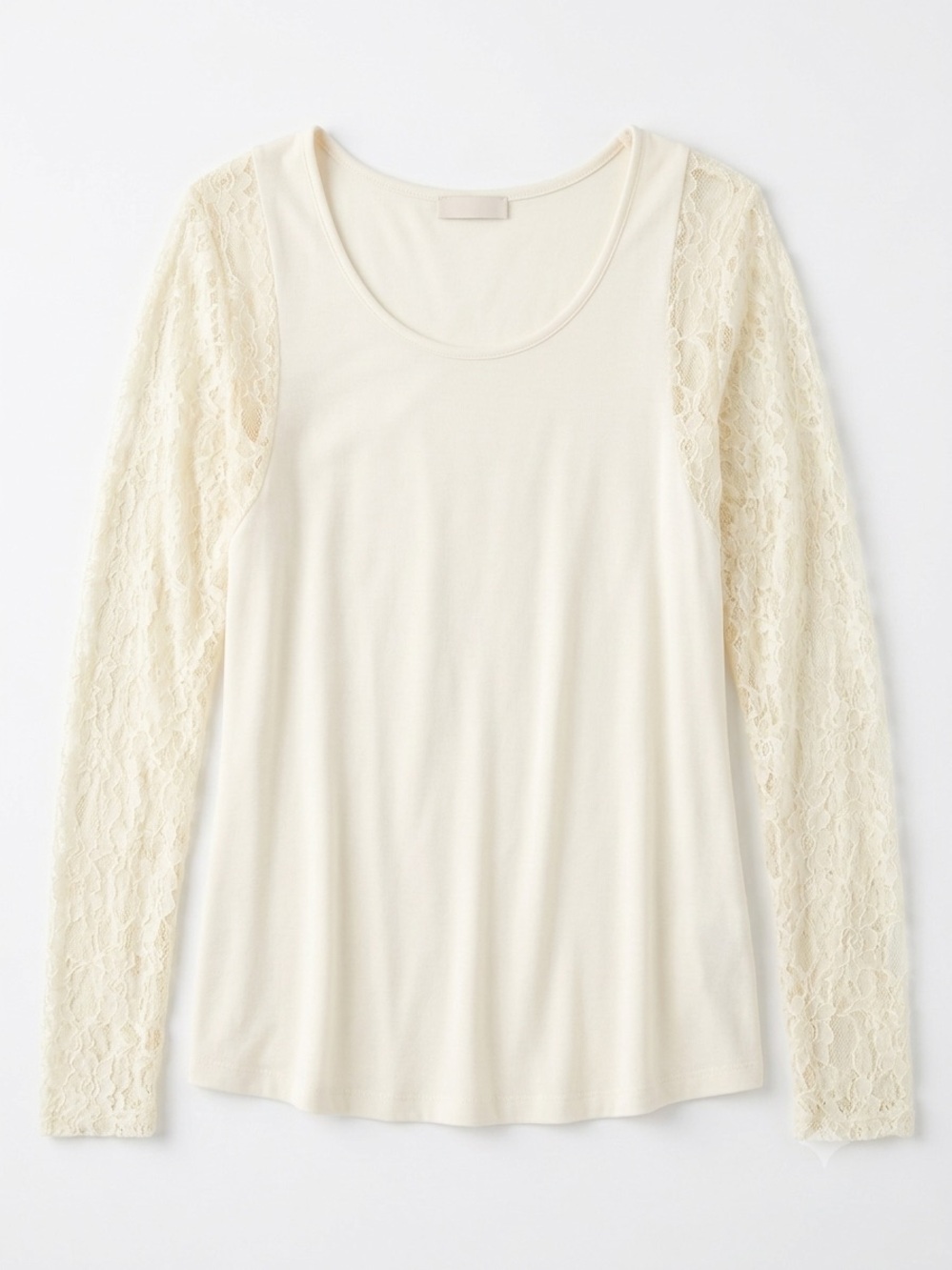 Una Bella Lace Long Sleeve Top Cream Ivory Viscose Knit Blouse Romantic Boho L